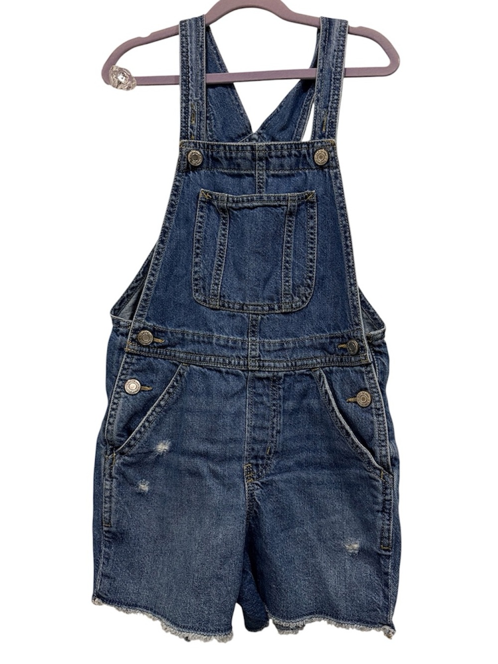 GAP Classic Denim Kids' Short Overalls - Blue size medium equivalent to size 8-9